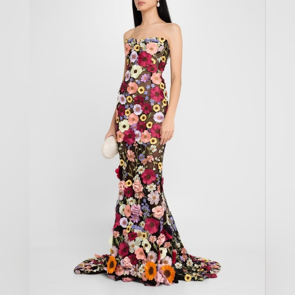Jasmine Gown in Black Multi Floral